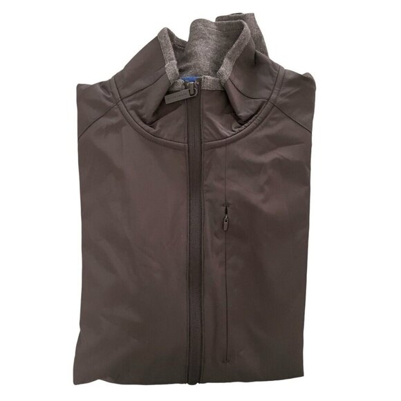 Perry Ellis Motion 1 Full Zip Mock Gray Sweater Jacket Black Front Men’s Medium - Picture 3 of 9